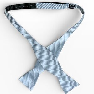 Light Blue White Seersucker Silk Bow Tie Classic Summer Wedding